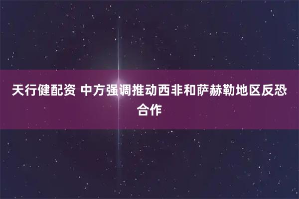 天行健配资 中方强调推动西非和萨赫勒地区反恐合作