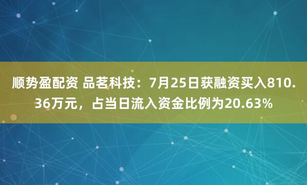 顺势盈配资 品茗科技：7月25日获融资买入810.36万元，占当日流入资金比例为20.63%